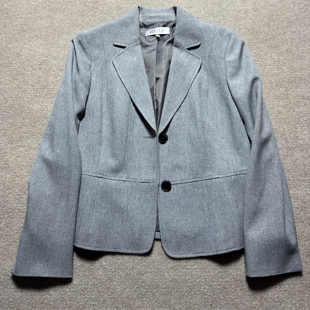 Kasper Blazer Jacket Light Gray 2 Button Closure Lined Womens Size 10
